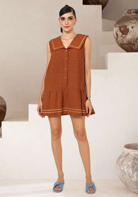 Orange Brocade Dress