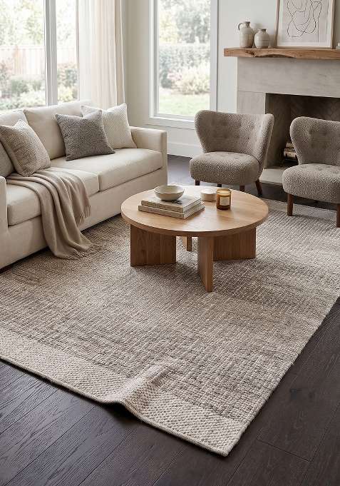 Saffron Rugs Taupe Contemporary Solid Indoor Outdoor Water Resistant Rectangular Rug