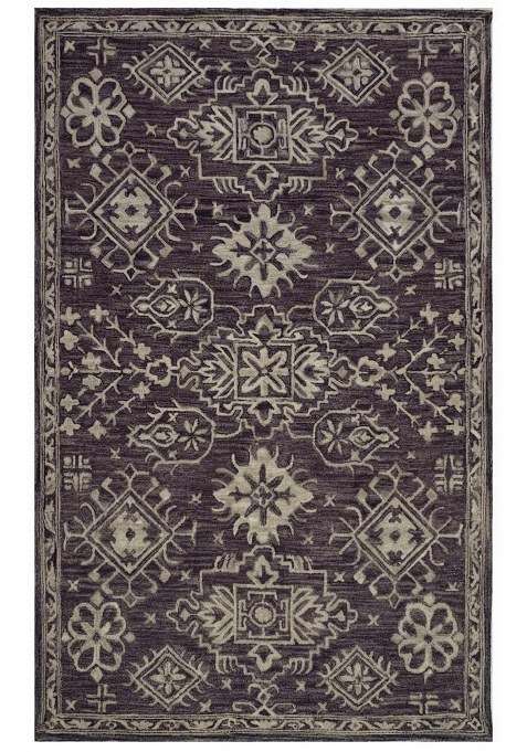 Saffron Rugs Dark Charcoal Oriental Geometric Hand Tufted Wool Rectangular Rug