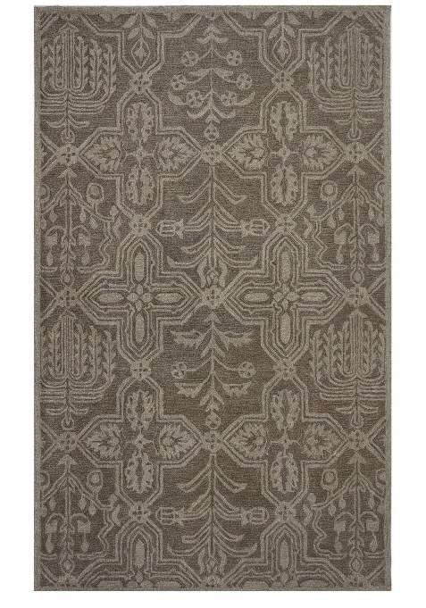 Saffron Rugs Taupe Grey Transitional Geometric Hand Tufted Wool Rectangular Rug