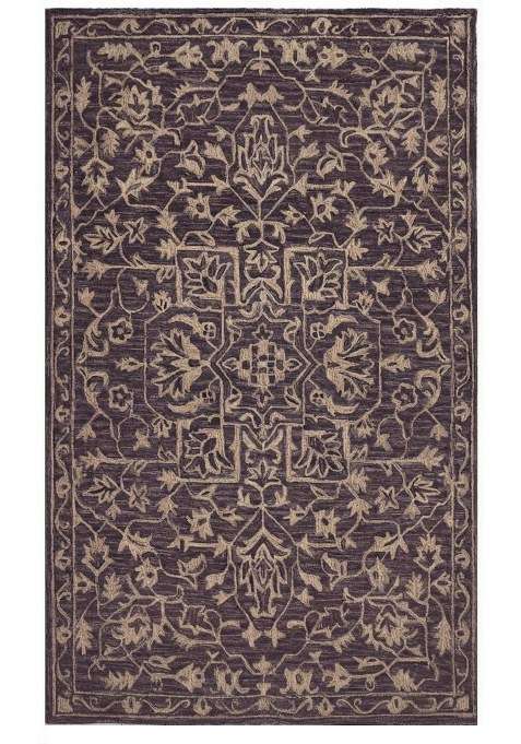 Saffron Rugs Dark Charcoal Grey Transitional Trellis Hand Tufted Wool Rectangular Rug