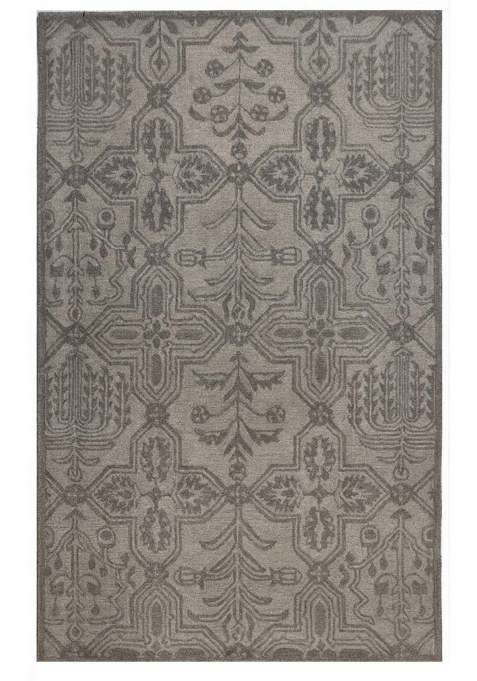 Saffron Rugs Grey Taupe Transitional Geometric Hand Tufted Wool Rectangular Rug