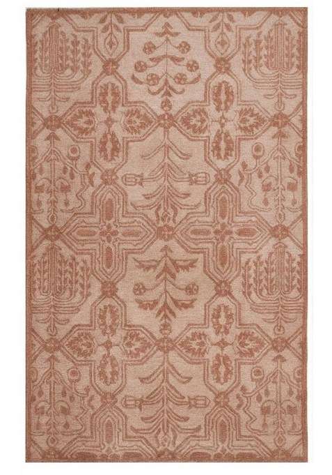 Saffron Rugs Dusty Rose Transitional Geometric Hand Tufted Wool Rectangular Rug