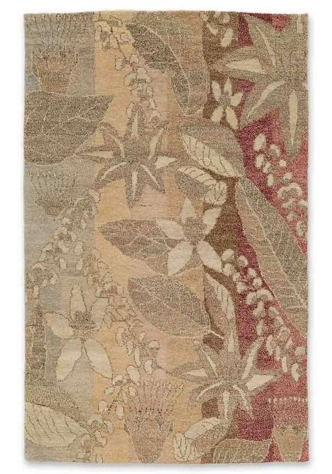 Saffron Rugs Beige Gold Multicolor Hand Knotted Wool Rectangular Rug