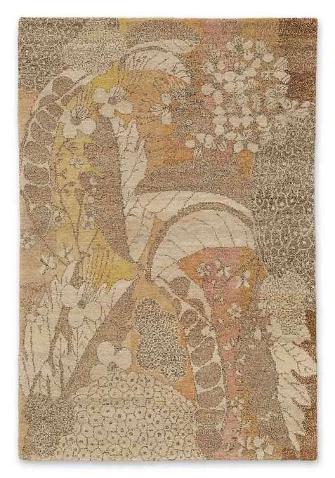 Saffron Rugs Warm Beige Gold Hand Knotted Wool Rectangular Rug