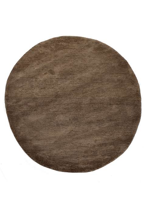 Saffron Rugs Medium Brown Hand Tufted Viscose Round Rug
