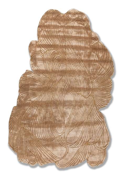 Saffron Rugs Sandy Beige Hand Tufted Viscose Scalloped Rug