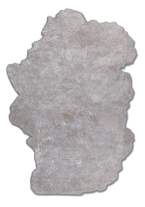 Saffron Rugs Silver Grey Hand Tufted Viscose Scalloped Rug