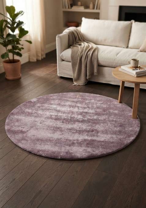 Saffron Rugs Dusty Purple Hand Tufted Viscose Round Rug