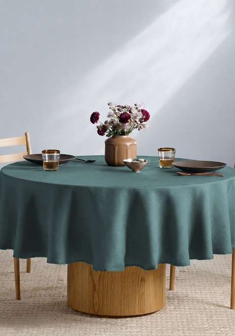 Aqua European Linen table cover