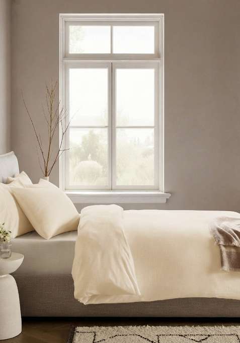Ivory Organic Crisp Percale Duvet Cover Set