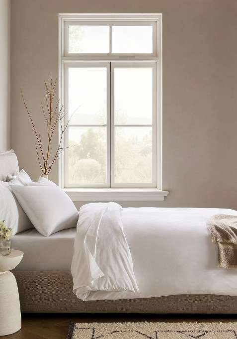 White Organic Crisp Percale Duvet Cover Set