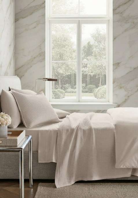 Sand Organic Ribbed Cotton Coverlet Set