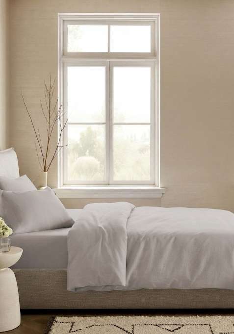 Light Grey Organic Crisp Percale Fitted Sheet Set