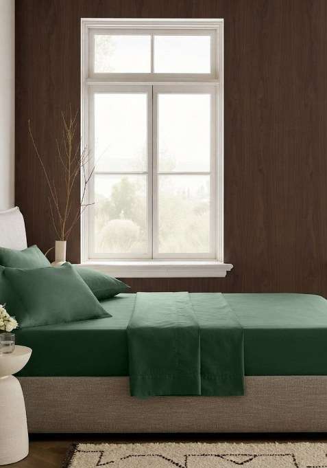 Pine Organic Crisp Percale Fitted Sheet Set