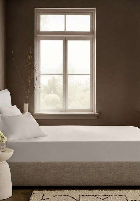 Sand Organic Crisp Percale Fitted Sheet Set