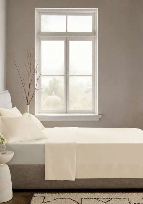 Ivory Organic Crisp Percale Fitted Sheet Set