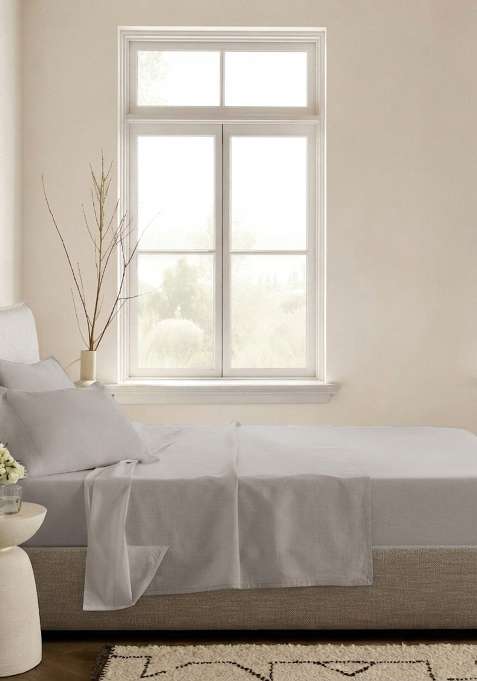 Light Grey Organic Crisp Percale Sheet Set