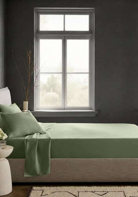 Olive Organic Crisp Percale Sheet Set