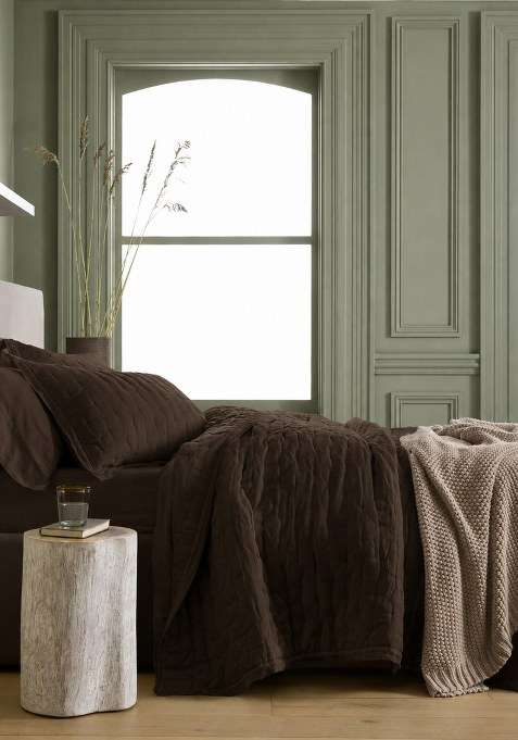 Coffe European Linen Dream Quilt Set