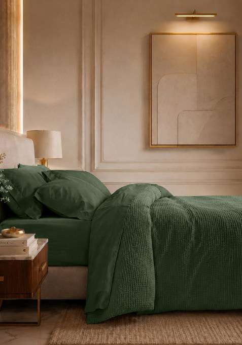 Pine Organic Luxe Honeycomb Duvet Cover