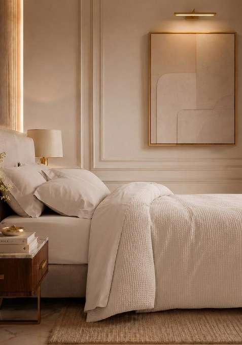 Sand Organic Luxe Honeycomb Duvet Cover