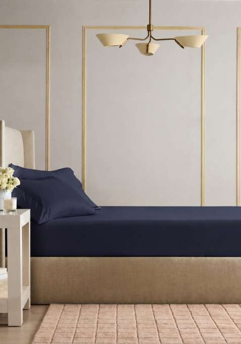 Navy Signature Giza Cotton Sateen Fitted Sheet Set