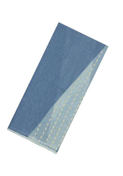 Blue Woven Blended Exclusive Chanderi Silk Cotton Saree With Jhalar With Checks And Stripes Design For Women