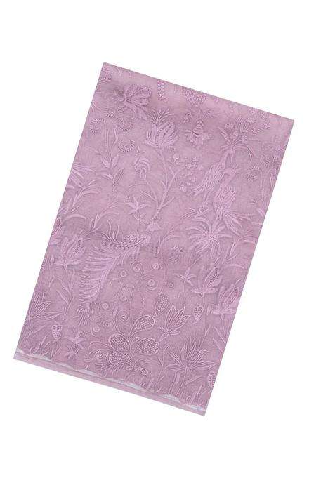 Dusty Pink Embroidered Organza Saree With Bird Motifs For Women