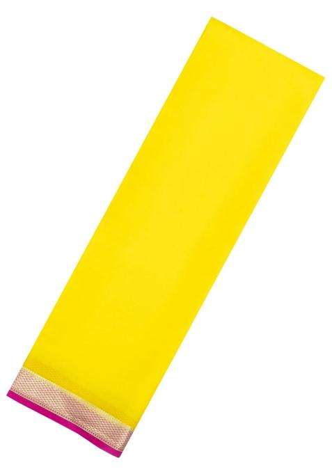 Lime Yellow Lemon Yellow Woven Mysore Silk Crepe Saree With Contrast Border With Traditional Woven Design For Women