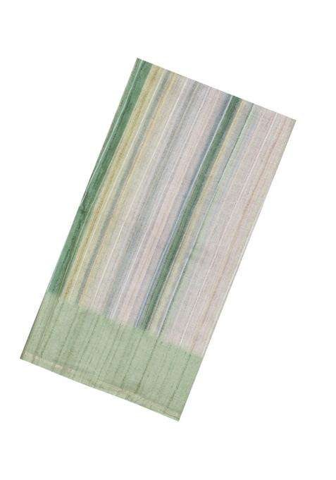 Green Printed Synthetic Dupion Art Silk Saree With Abstract Stripes For Women