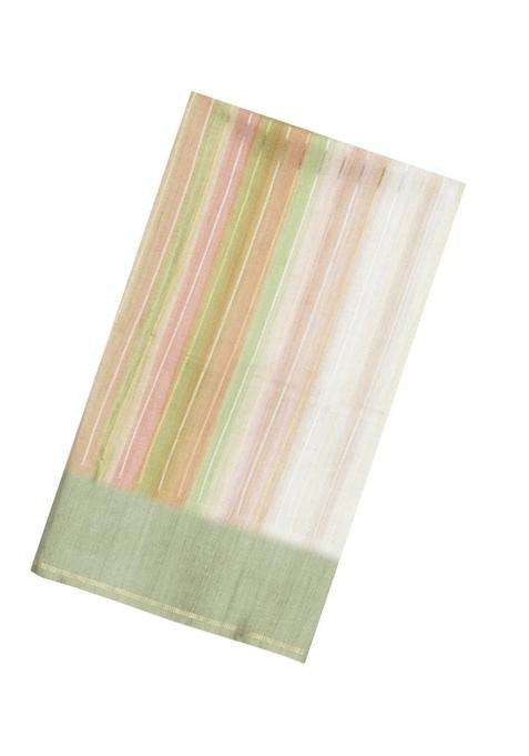 Sage Green Printed Synthetic Dupion Art Silk Saree With Abstract Stripes For Women