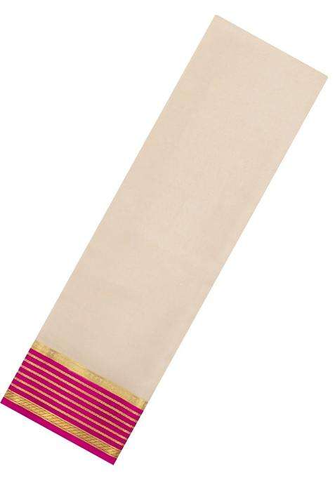 Cream Woven Mysore Silk Saree With Contrast Border With Traditional Woven Design For Women