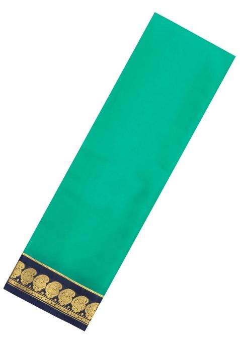 Aquamarine Woven Mysore Silk Saree With Contrast Border With Traditional Woven Design For Women