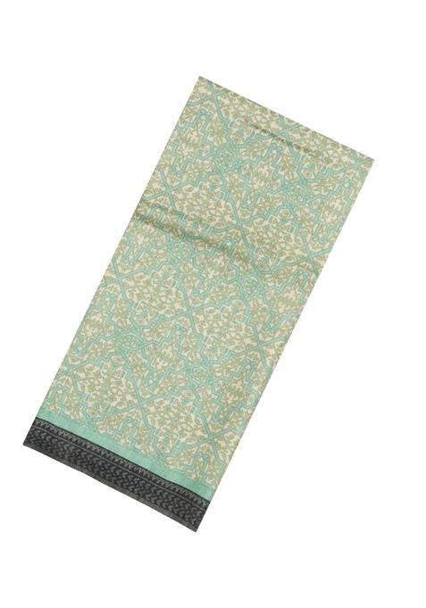 Cardamom Green Printed Pure Silk Saree With Floral Motifs For Women