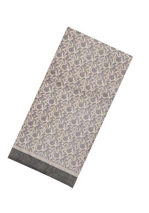 Taupe Printed Pure Silk Saree With Floral Motifs For Women