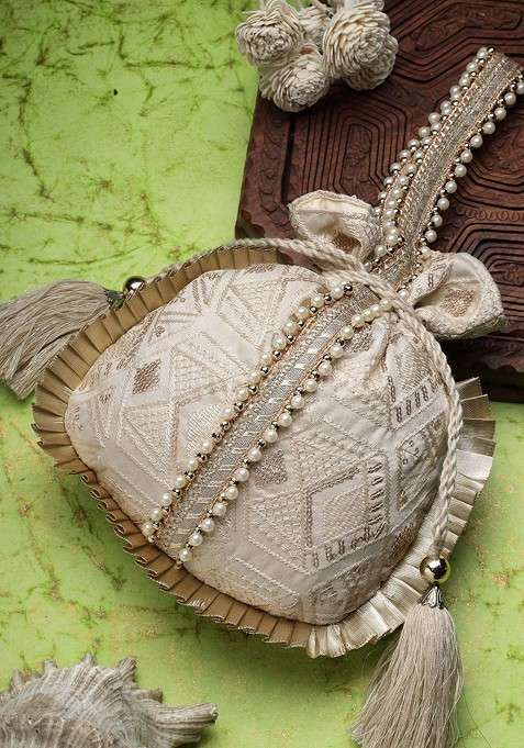 Embroidered Tasselled Potli Clutch