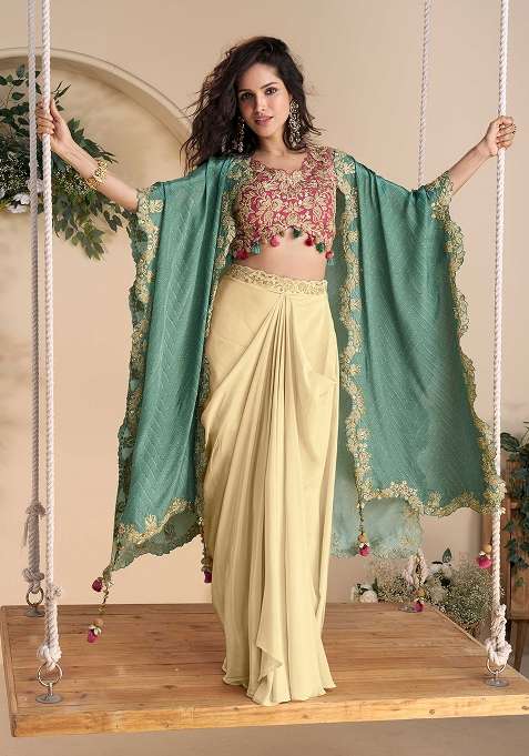Rani Pink Embroidered Chinon Co Ord Set for Diwali | Wedding & Festive Wear