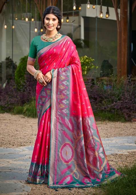 Red Embroidery Silk Blend Saree Set for Diwali and Festive Wear