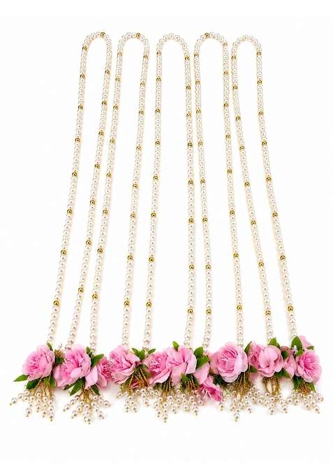 Pink Milni Ceremony Mala Swagat Haar Garland Set Punjabi Wedding Varmala Welcome Dupatta Entry Garlands
