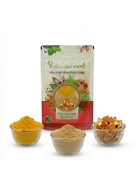 Indianjadibooti Swarna Prabha Golden Glow Face Pack Kasturi Haldi Sandalwood and Orange Peel