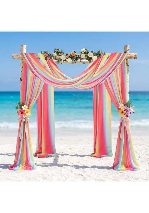 Duobao Rainbow Chiffon Wedding Arch Decor Kit 2 Panels 29 x18Ft Sheer Draping Fabric