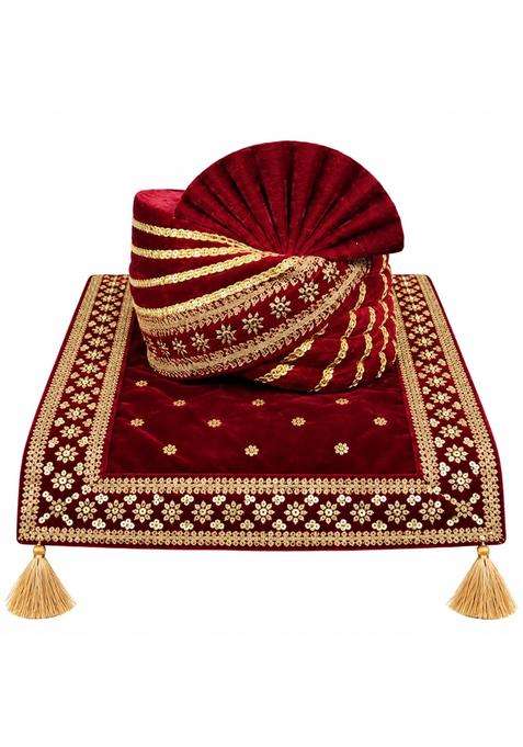 Mens Velvet Turban and Stole Kalangi Safa Traditional Wedding Turban Premium Silk Velvet