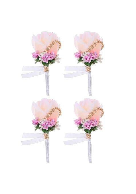 Exceart 4Pcs Artificial Rose Shaped Groom Boutonniere Bridal Pretty Rose Brooch