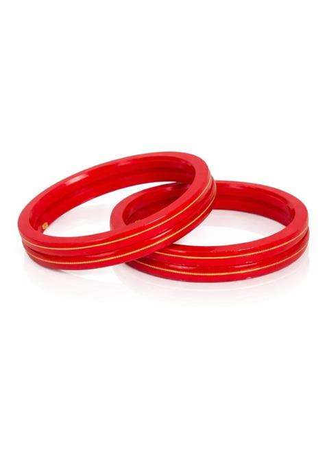 IRA and PEU Red 22K Hallmark Stamped Pola Bangles Premium Laminated Bridal Bangles for Women Pack of 4