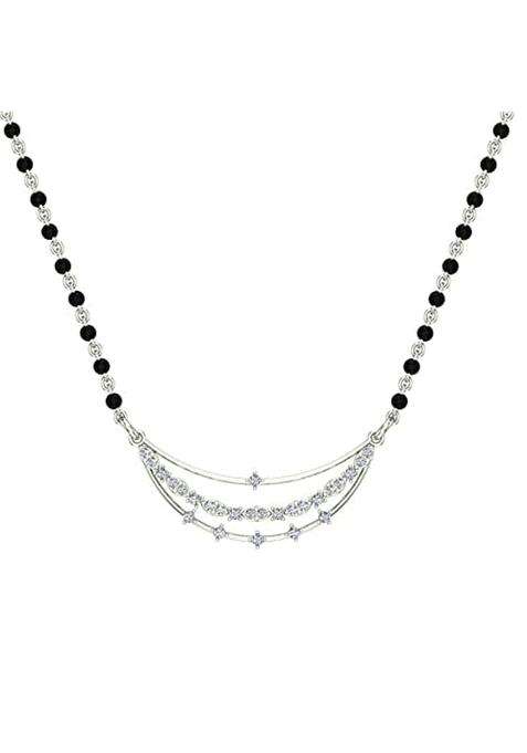 Dishis 18K BIS Hallmarked Certified White Gold Diamond Womens Mangalsutra Pendant