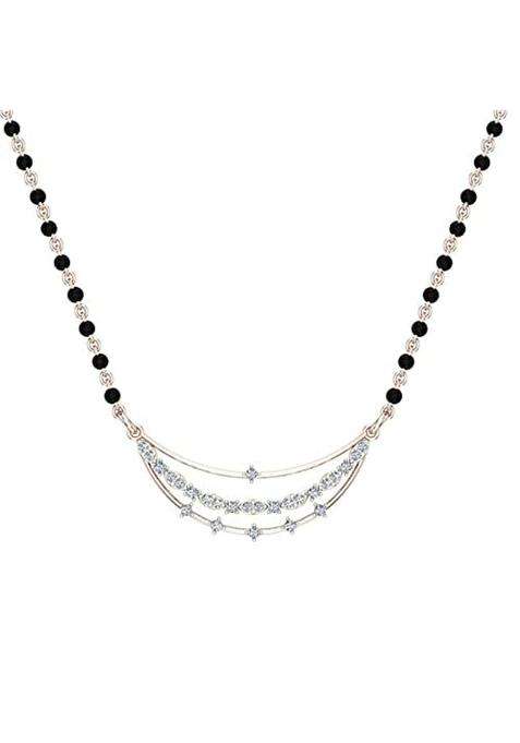 Dishis 18K BIS Hallmarked Certified Rose Gold Diamond Womens Mangalsutra Pendant