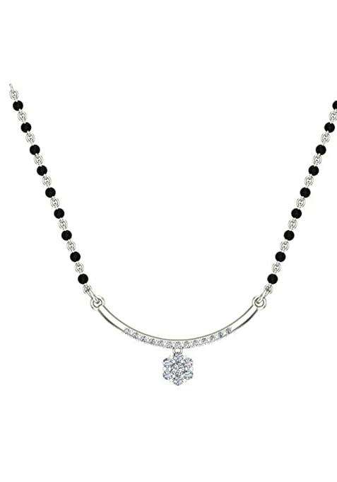 Dishis 18K BIS Hallmarked Certified White Gold Diamond Womens Mangalsutra