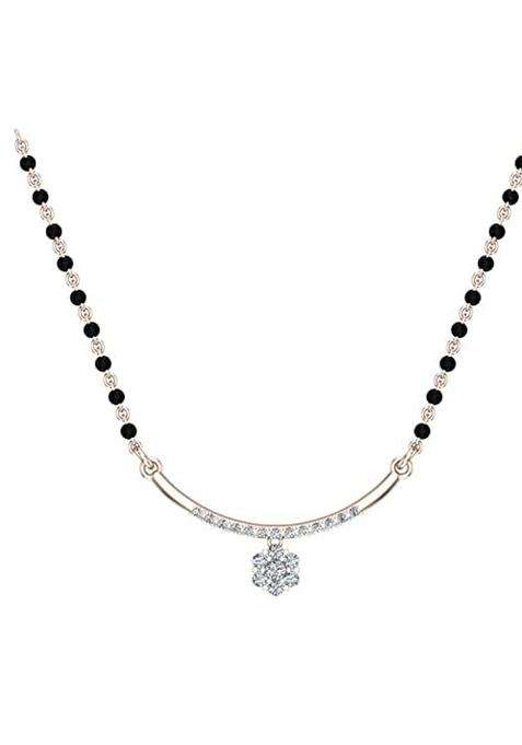 Dishis 18K BIS Hallmarked Certified Rose Gold Diamond Womens Mangalsutra