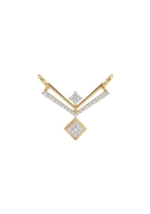 Yoou by PNG Petal Glow 0 Point 19 Ct Diamond 9KT Yellow Gold Mangalsutra Necklace for Women